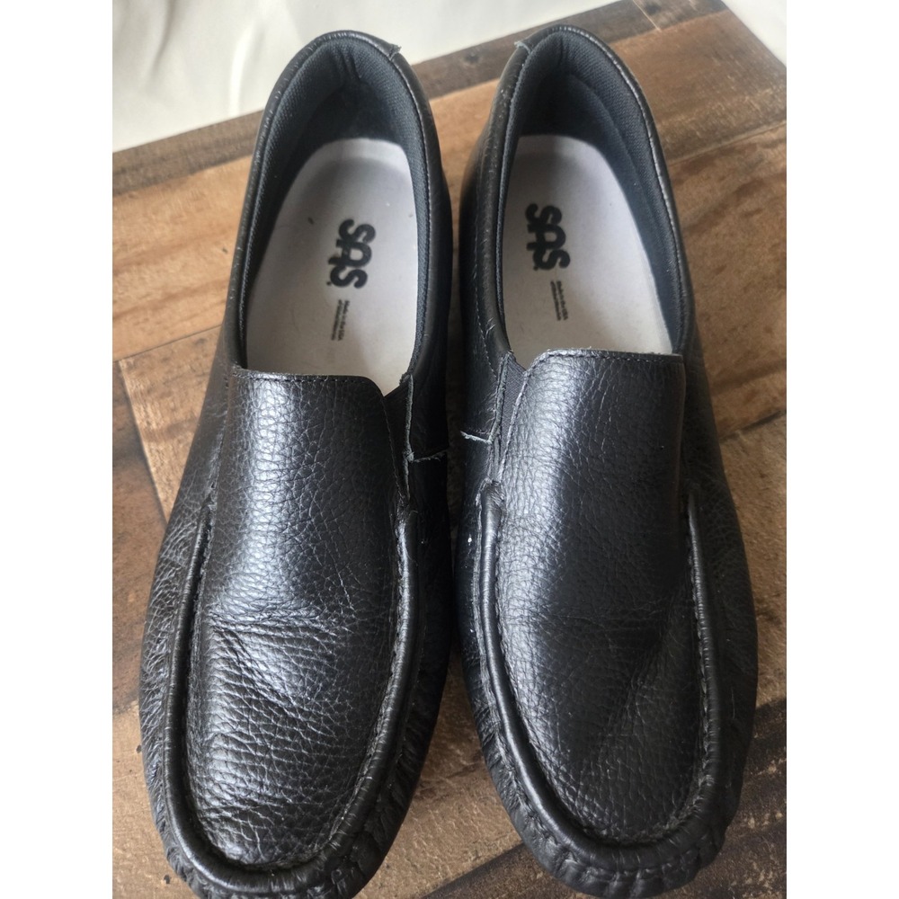SAS Women's Sz 10W Black Leather Moc Toe Loafers